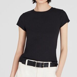 Club Monaco Black Fitted Short Sleeve Ribbed T-Shirt